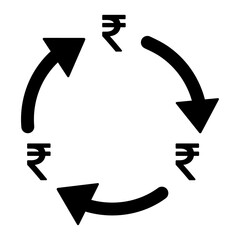 Rupee money change icon, trade cash information web symbol, convert sign vector illustration .