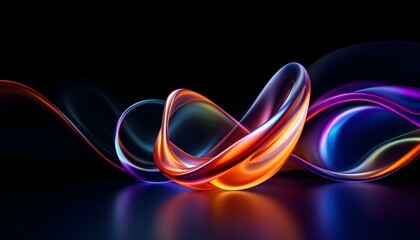 3d render, colorful background with abstract shape glowing in ultraviolet spectrum, curvy neon lines. Futuristic energy concept.  abstract background of colorful neon wavy line glowing in the dark.  