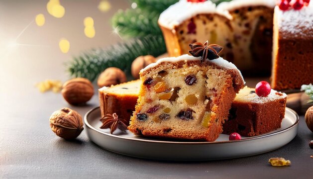 Festive fruitcake slices