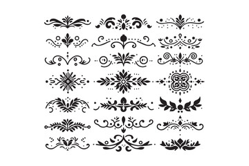 Decorative ornaments vector silhouette isolated in white background