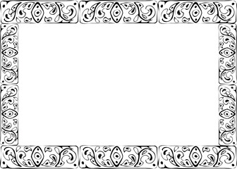 Mexican Arabic Mediterranean Moroccan mosaic motif, azulejo wall floor glazed tile ornament. Isolated border frame. Hand drawn ink vector illustration. Design brochure, home decor architecture, card