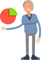 Woman Character Holding Pie Chart
