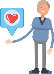 Woman Character and Heart Message
