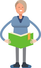 Woman Character Reading Book

