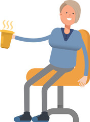 Woman Character Drinking Coffee
