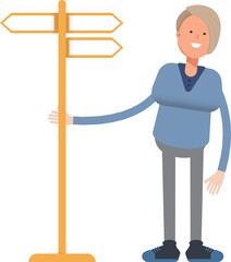 Woman Character and Signpost
