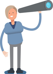 Woman Character Using Binoculars
