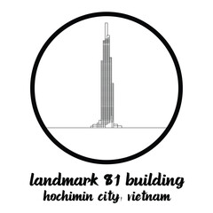 Circle Icon Landmark 81 Building. Vector Illustration