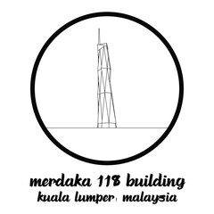 Circle Icon Merdaka 118 Building. Vector Illustration