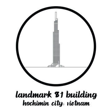 Circle Icon Landmark 81 Building. Vector Illustration