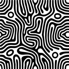 Abstract Biomorphic Black and White Pattern – Seamless Organic Maze Design