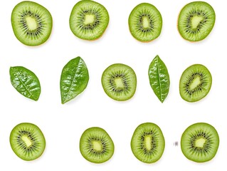 Fototapeta premium sliced kiwi fruits isolated on white background