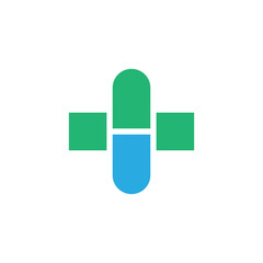 Illustration of a logo design of a treatment capsule used for a type of medicine in the health sector.