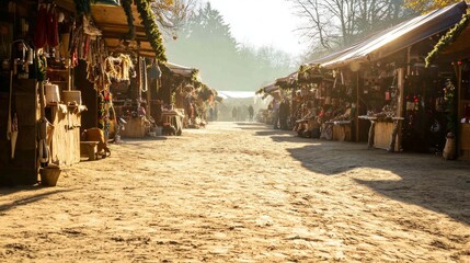 Obraz premium Contrast of Joy and Concern: Traditional Christmas Market Amid Global Warming Crisis