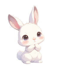 Obraz premium A cute, cartoon-style white rabbit with large eyes, conveying innocence and playfulness