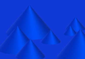 Abstract 3d render pyramid, blue geometric background design with spiral