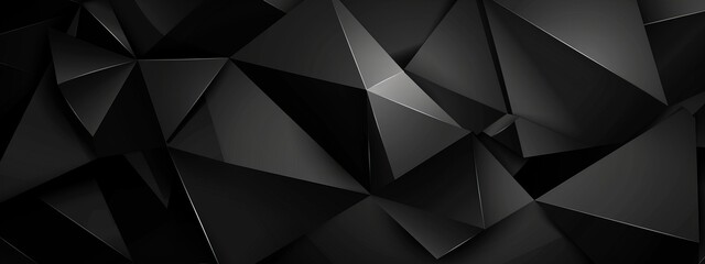 Obraz premium Photo of Black Background with Abstract Triangles and Rectangles for Design, Featuring White Space in the Center for Text. Ideal for Banner Templates and Digital Projects. Minimalist Wallpaper.