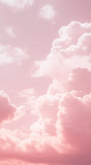 Light fluffy pink clouds pastel sky soft dreamy aesthetic vertical background sweet girly y2k texture nature fantasy romantic calm banner copyspace ethereal surreal backdrop