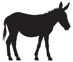 Obraz premium Silhouette of a donkey, Donkey silhouette isolated on white