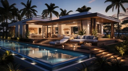 exterior design of luxury pool villa