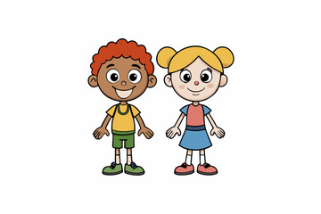 Hand Drawn Funny Cartoon Childrens on white