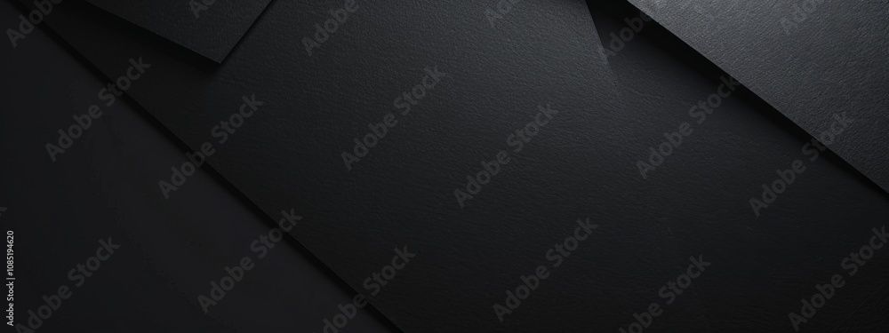 Poster Black background with angular shapes. Banner template with white space in the center for text. Suitable for abstract minimalist wallpaper and contemporary digital media.