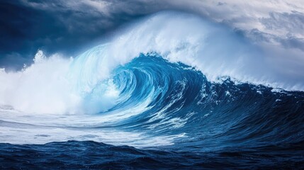 Massive Ocean Wave Crashing Under a Stormy Sky