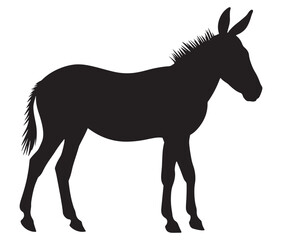 Obraz premium Silhouette of a donkey, Donkey silhouette isolated on white