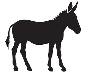Obraz premium Silhouette of a donkey, Donkey silhouette isolated on white