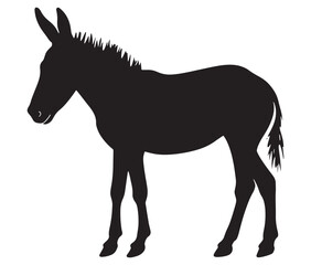 Silhouette of a donkey, Donkey silhouette isolated on white