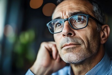 Reflective Moment: A Thoughtful Man Lost in Contemplation
