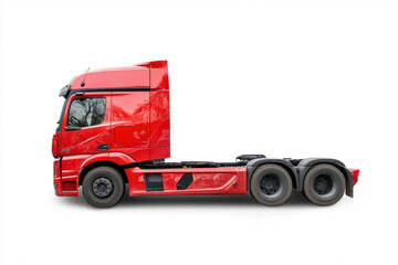 Red Truck Side View on White Background