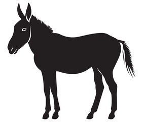 Obraz premium Silhouette of a donkey, Donkey silhouette isolated on white