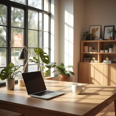 Fototapeta premium modern office interior with laptop