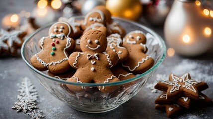 gingerbread cookies on clear bowl christmas generate ai