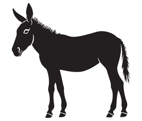 Silhouette of a donkey, Donkey silhouette isolated on white