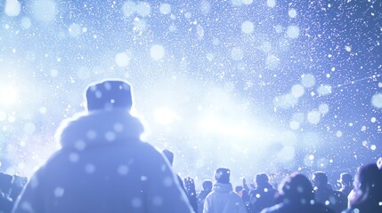 Fototapeta premium Warm Christmas Harmony: Festive Outdoor Concert under Starry Sky