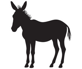 Fototapeta premium Silhouette of a donkey, Donkey silhouette isolated on white