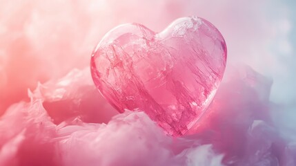 Fototapeta premium A rose quartz heart with soft pink hues, symbolizing love and aesthetic appeal in lifestyle collections
