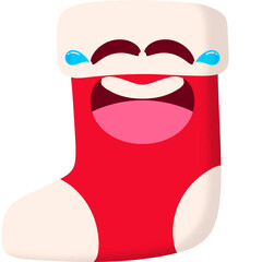 Christmas Sock Laughing Face Cartoon