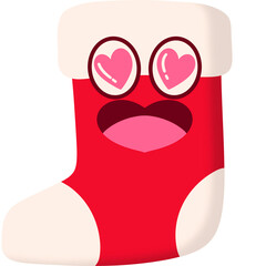 Christmas Sock Loving Face Cartoon
