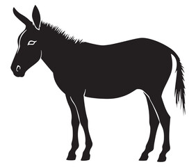 Obraz premium Silhouette of a donkey, Donkey silhouette isolated on white