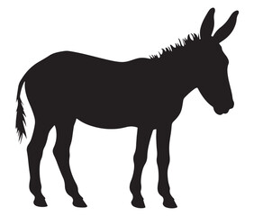 Fototapeta premium Silhouette of a donkey, Donkey silhouette isolated on white