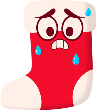 recommend clip art: Christmas Sock Nervous Face Cartoon