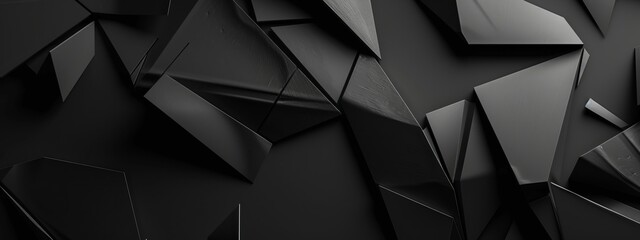 Fototapeta premium Abstract minimalist wallpaper with clean triangles and lines on black background. Banner template with white center text area. Ideal for modern designs.