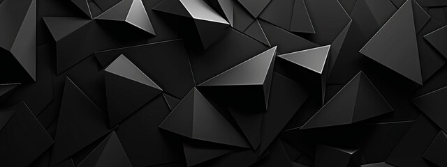 Fototapeta premium Abstract minimalist wallpaper with clean triangles and rectangles on black background. Banner template with white center text area. Ideal for modern designs.