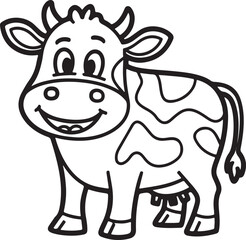 Vector Illustration of a Happy Cow with a Big Smile - Cute and Joyful Cow Design

