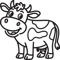 Vector Illustration of a Happy Cow with a Big Smile - Cute and Joyful Cow Design

