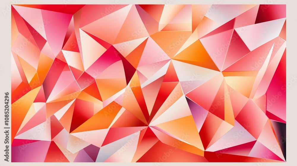 Poster abstract polygonal gradient in warm tones