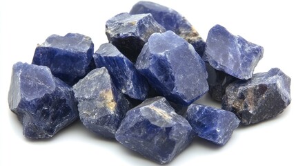 Naklejka premium Close-up of raw blue sapphire crystals with intense color, embodying royal elegance for collections